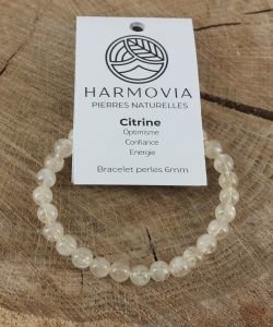 Bracelet Citrine Naturelle - Perles 6mm, 1 pièce